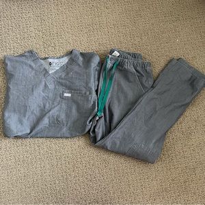Figs Mens Gray Graphite Scrub Set Top and Pants Bottoms Size Small